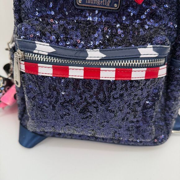 Disney Parks Loungefly Stars Stripes Americana Patriotic Sequin Mini Backpack - Picture 2 of 14